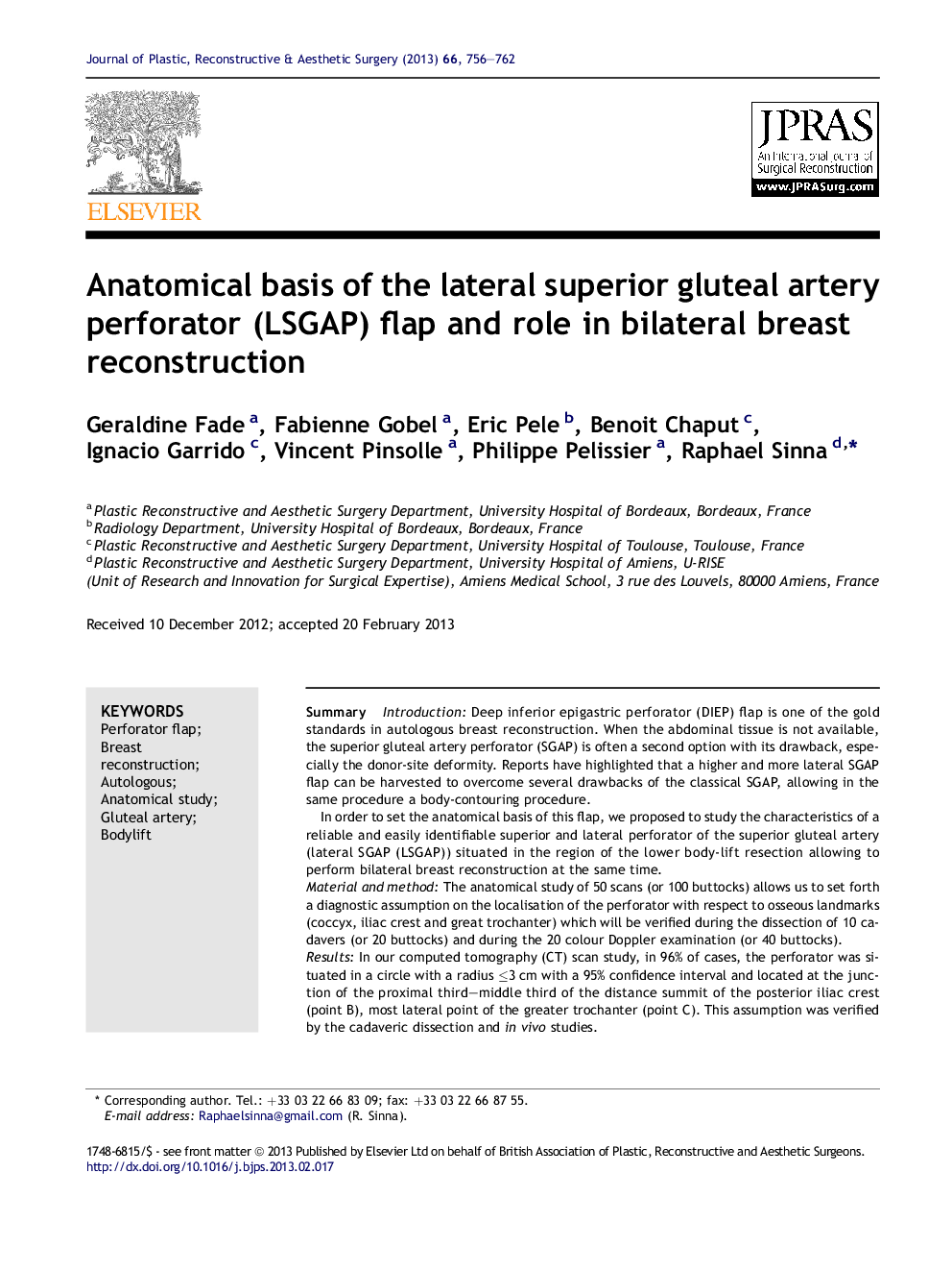 Anatomical basis of the lateral superior gluteal artery perforator (LSGAP) flap and role in bilateral breast reconstruction