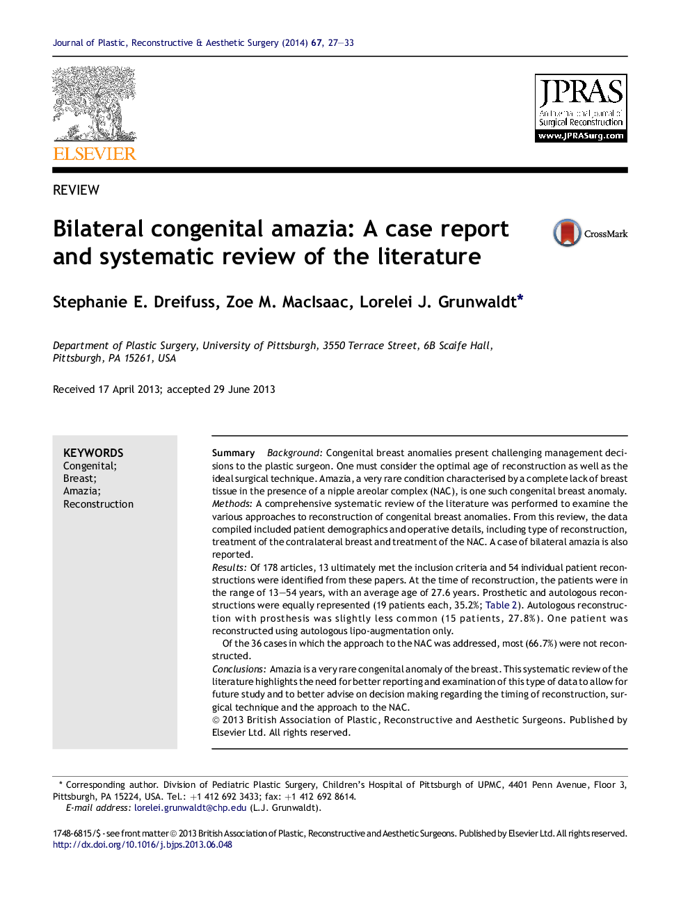 Bilateral congenital amazia: A case report and systematic review of the literature