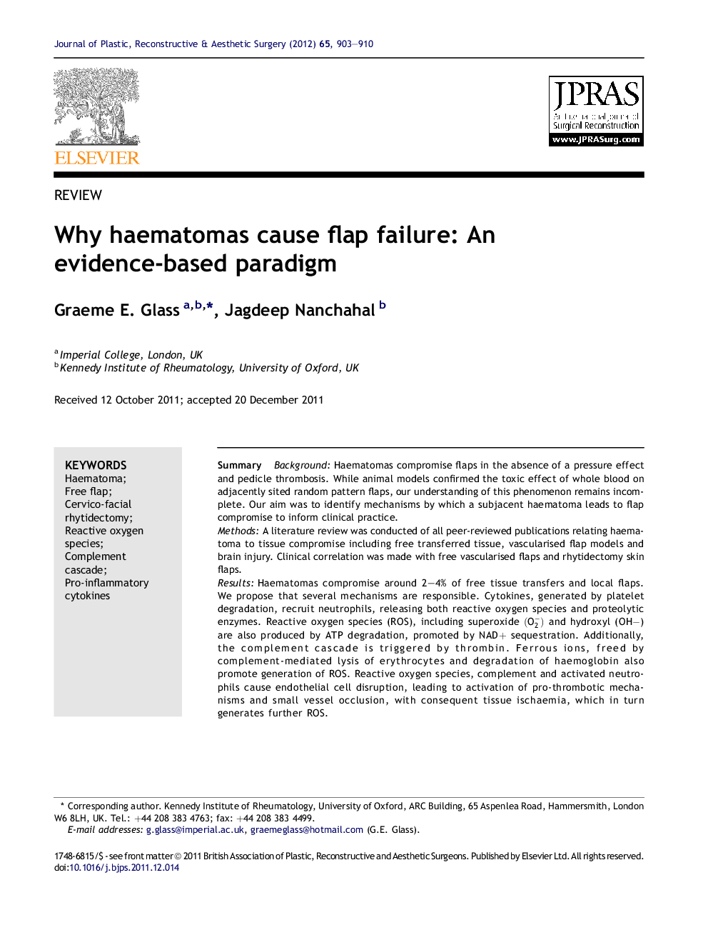 Why haematomas cause flap failure: An evidence-based paradigm