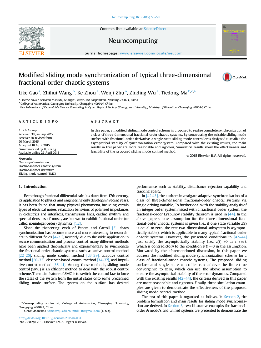 Modified sliding mode synchronization of typical three-dimensional fractional-order chaotic systems