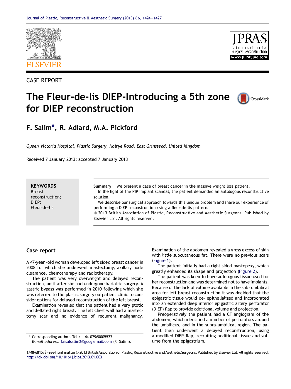 The Fleur-de-lis DIEP-Introducing a 5th zone for DIEP reconstruction