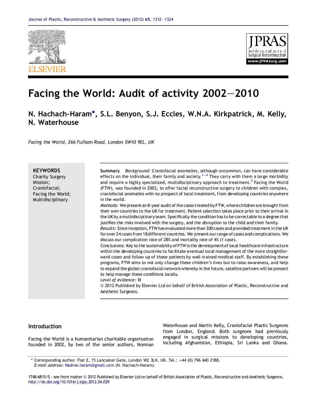 Facing the World: Audit of activity 2002-2010