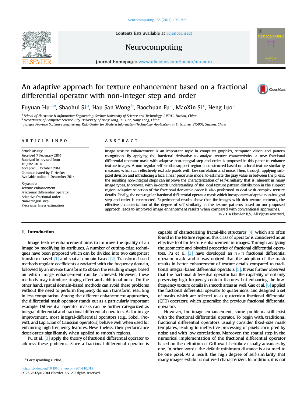 An adaptive approach for texture enhancement based on a fractional differential operator with non-integer step and order