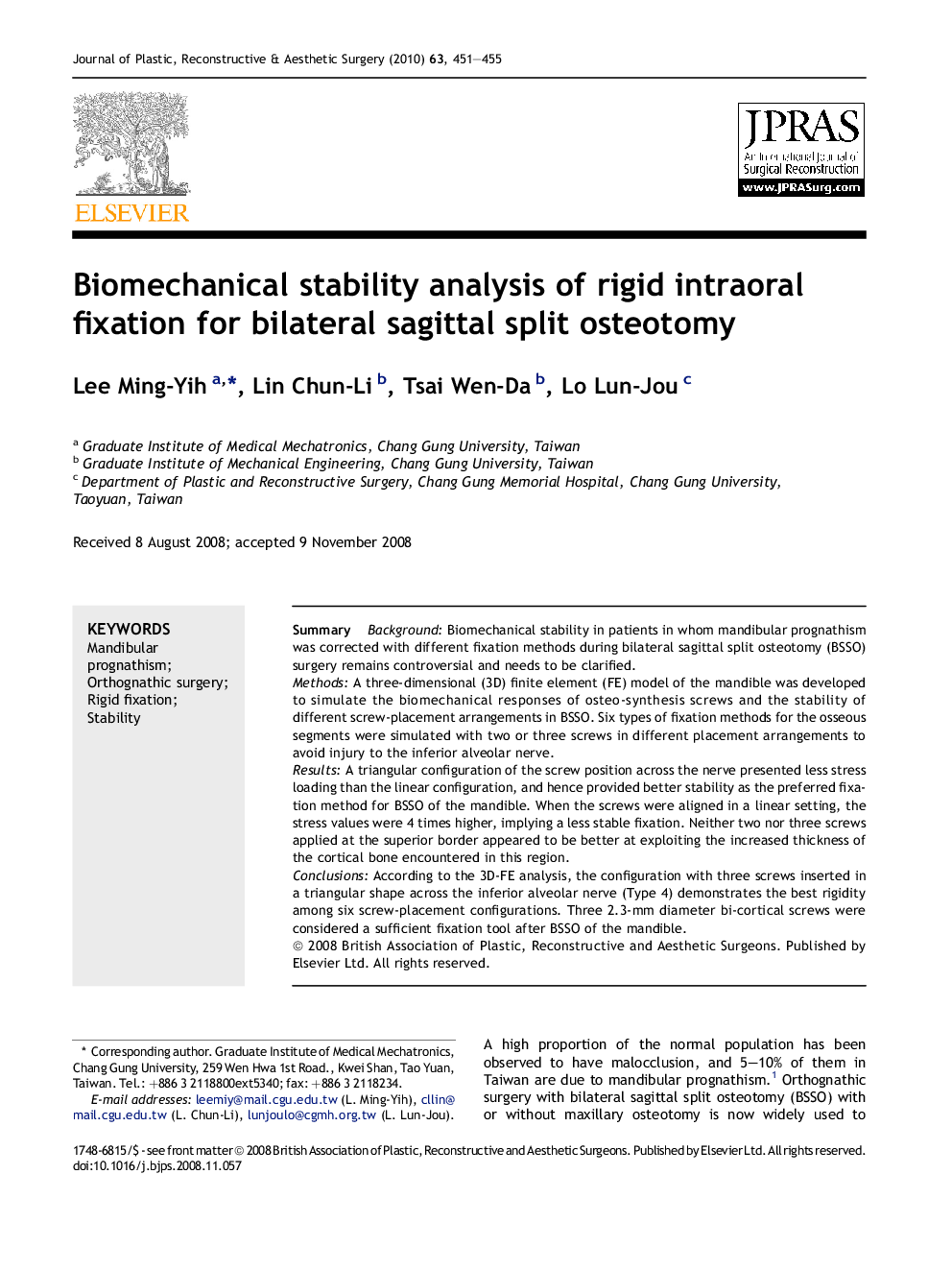 Biomechanical stability analysis of rigid intraoral fixation for bilateral sagittal split osteotomy