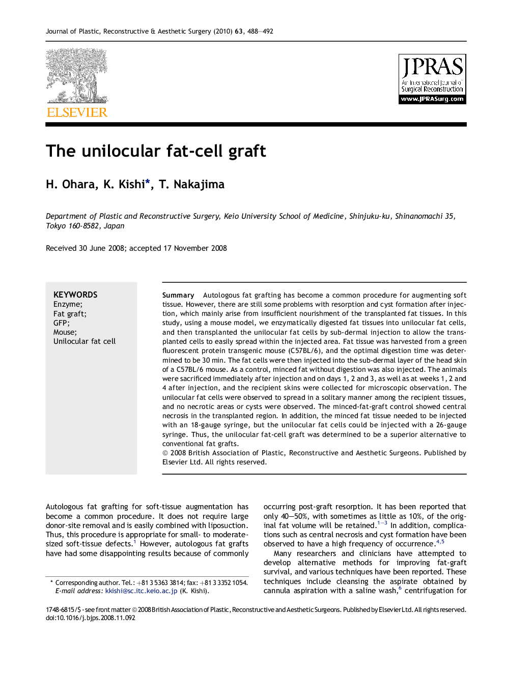 The unilocular fat-cell graft