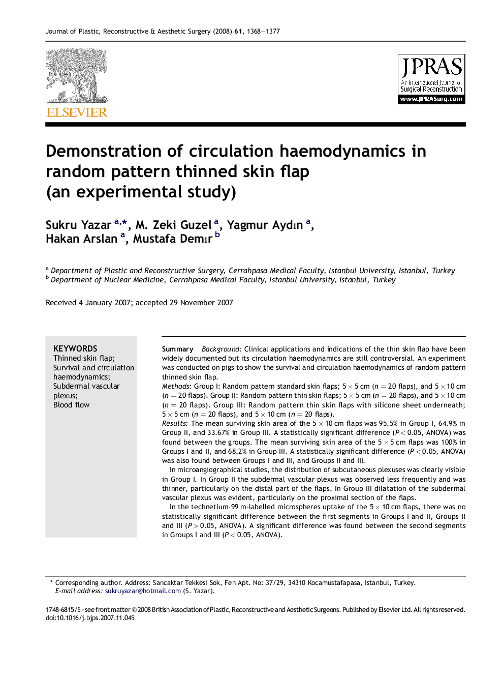 Demonstration of circulation haemodynamics in random pattern thinned skin flap (an experimental study)