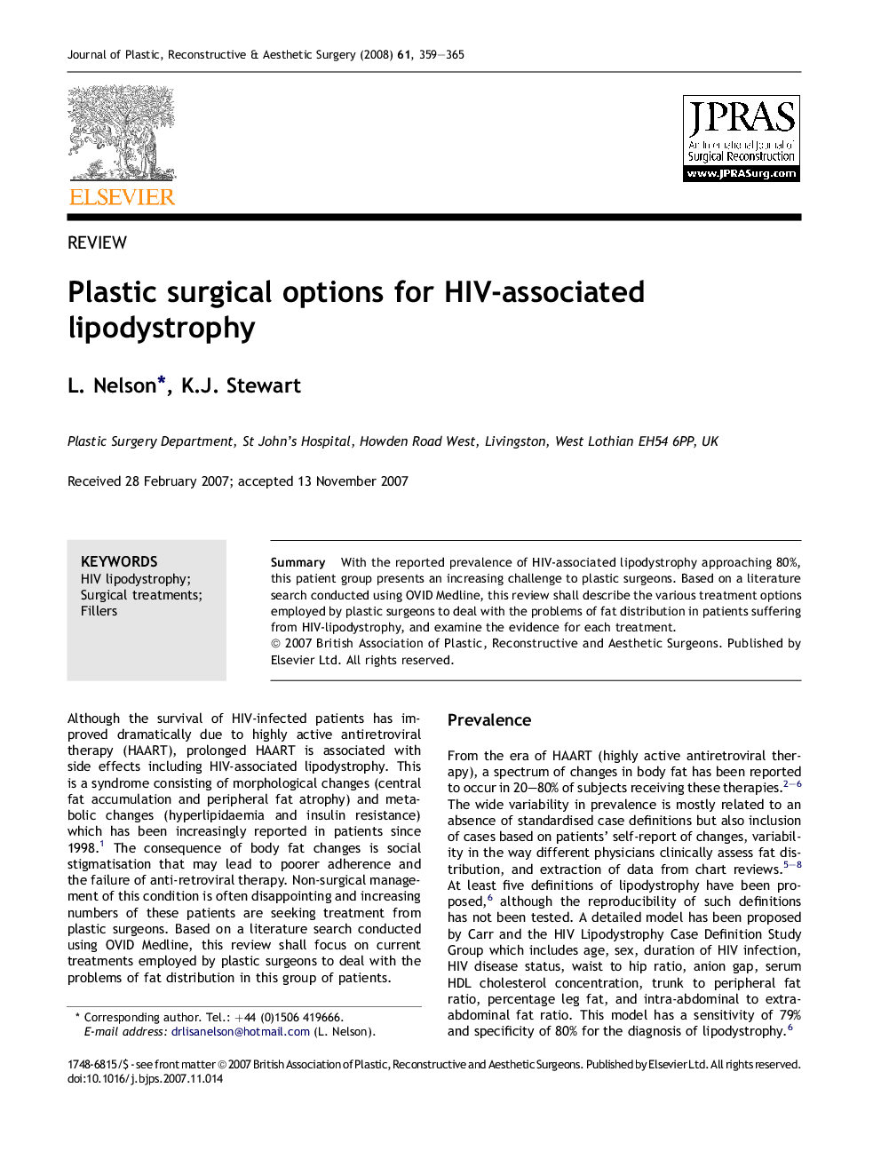 Plastic surgical options for HIV-associated lipodystrophy