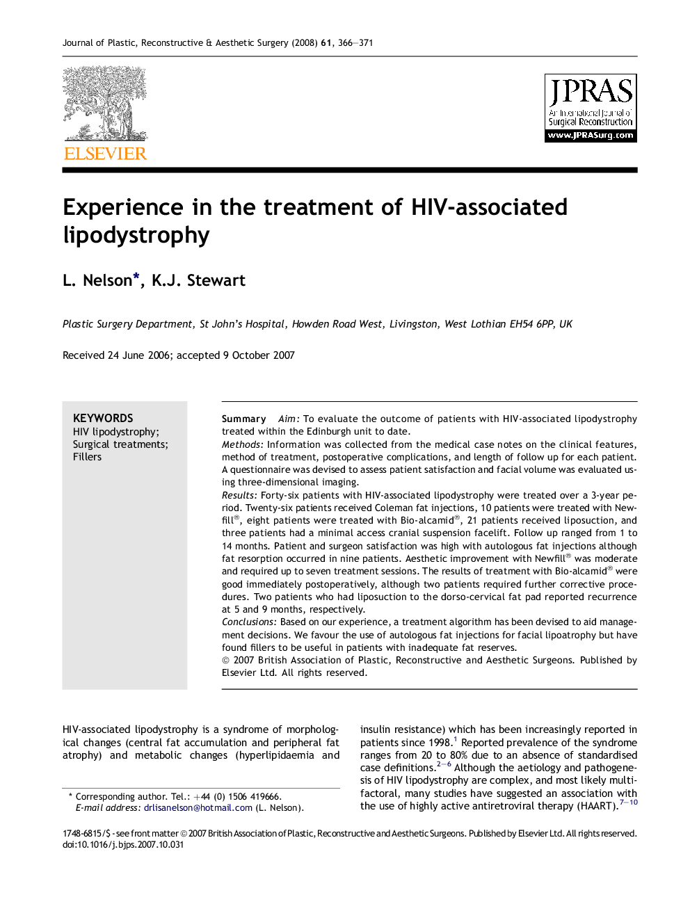 Experience in the treatment of HIV-associated lipodystrophy