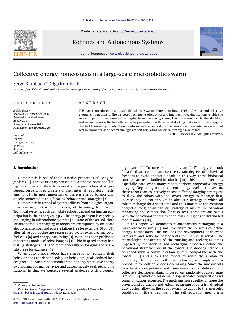 Collective energy homeostasis in a large-scale microrobotic swarm