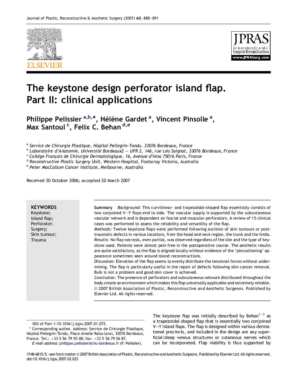 The keystone design perforator island flap. Part II: clinical applications