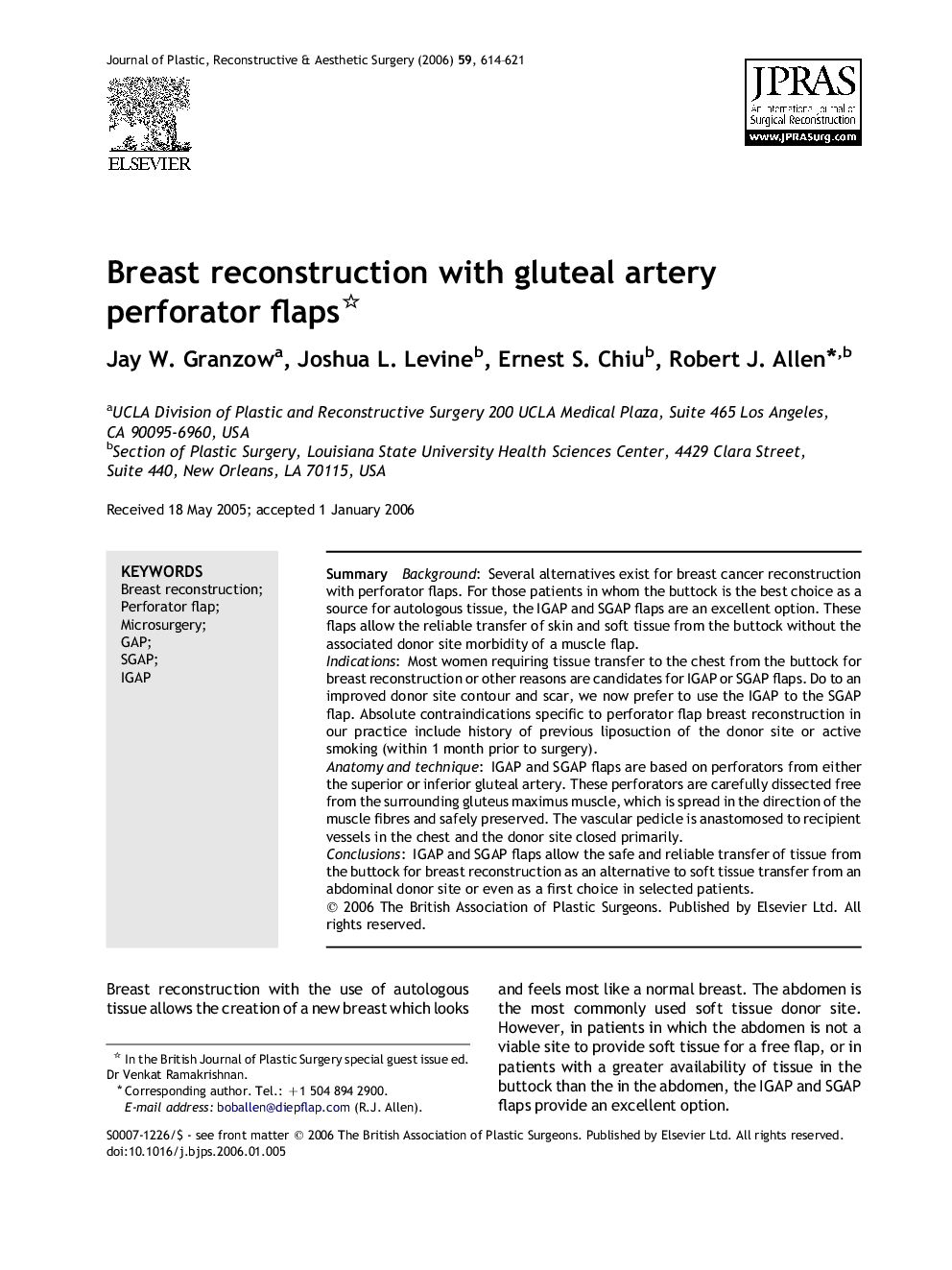 Breast reconstruction with gluteal artery perforator flaps 