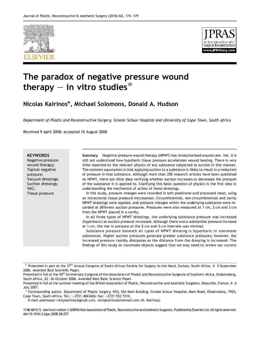 The paradox of negative pressure wound therapy – in vitro studies 