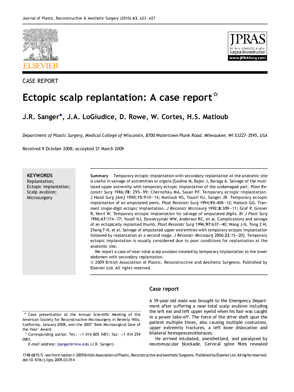 Ectopic scalp replantation: A case report 