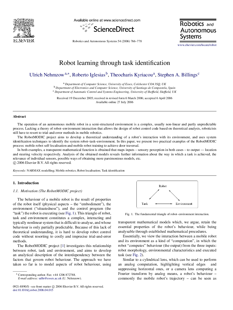 Robot learning through task identification