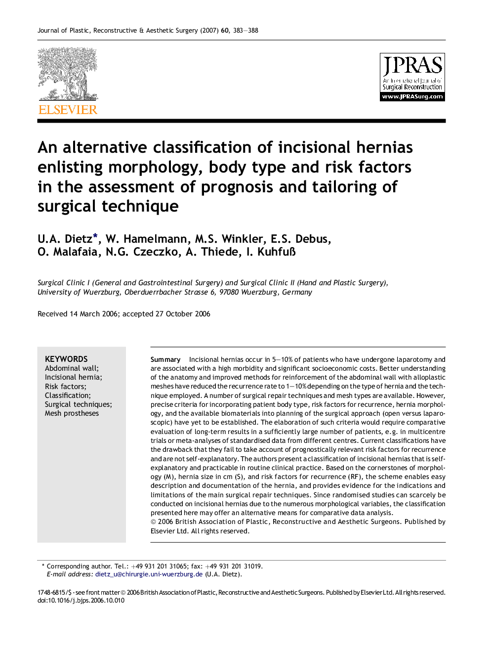 An alternative classification of incisional hernias enlisting morphology, body type and risk factors in the assessment of prognosis and tailoring of surgical technique