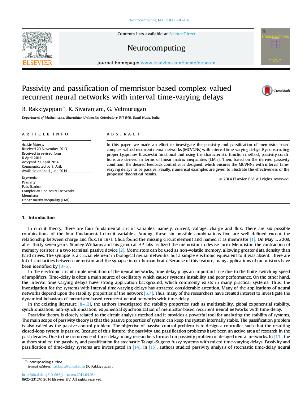 Passivity and passification of memristor-based complex-valued recurrent neural networks with interval time-varying delays