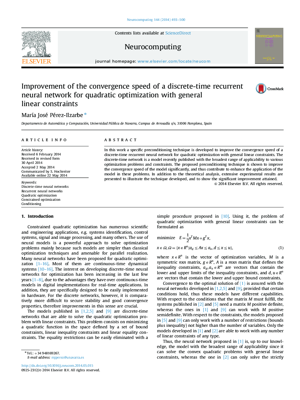 Improvement of the convergence speed of a discrete-time recurrent neural network for quadratic optimization with general linear constraints