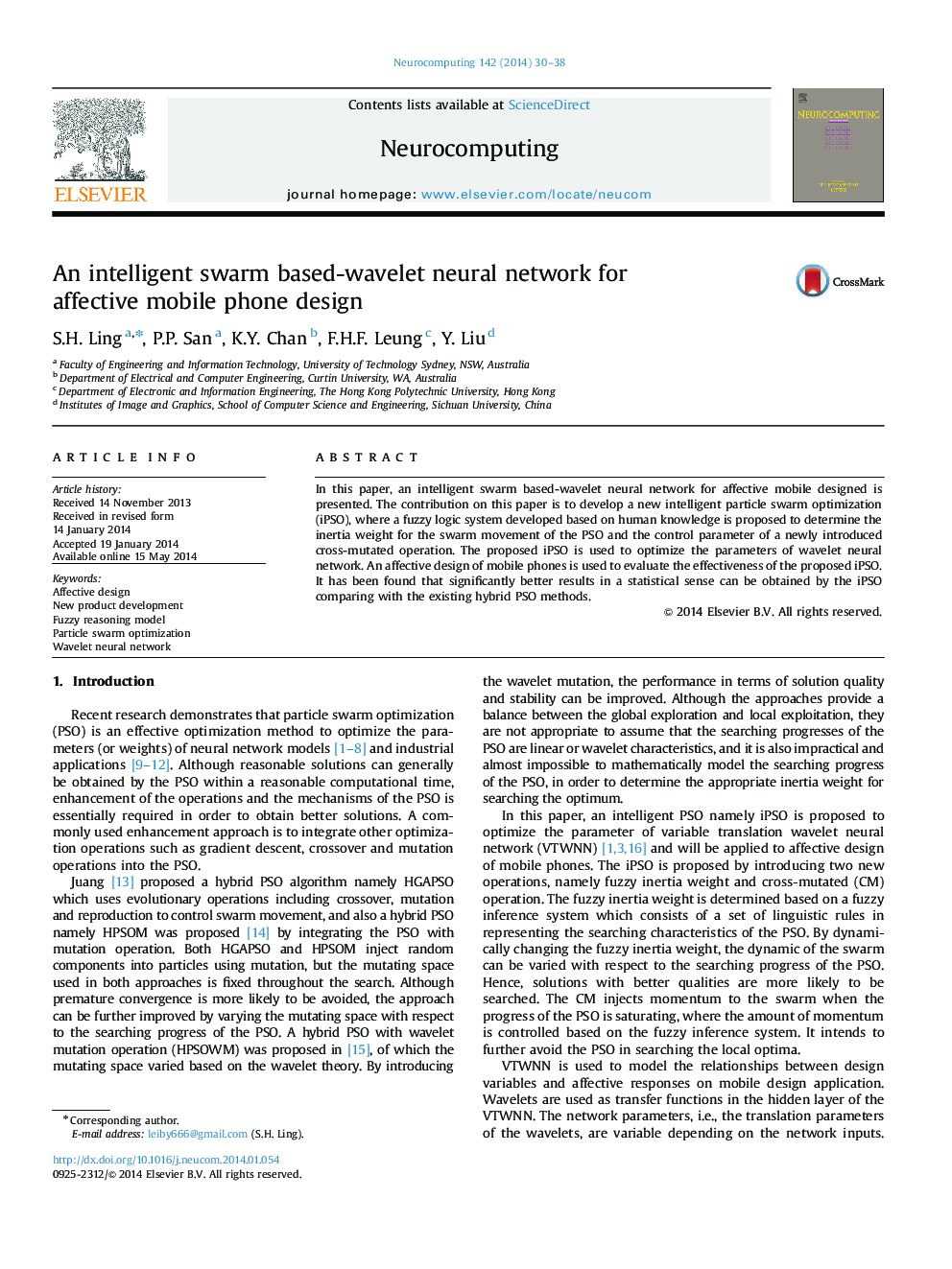 An intelligent swarm based-wavelet neural network for affective mobile phone design