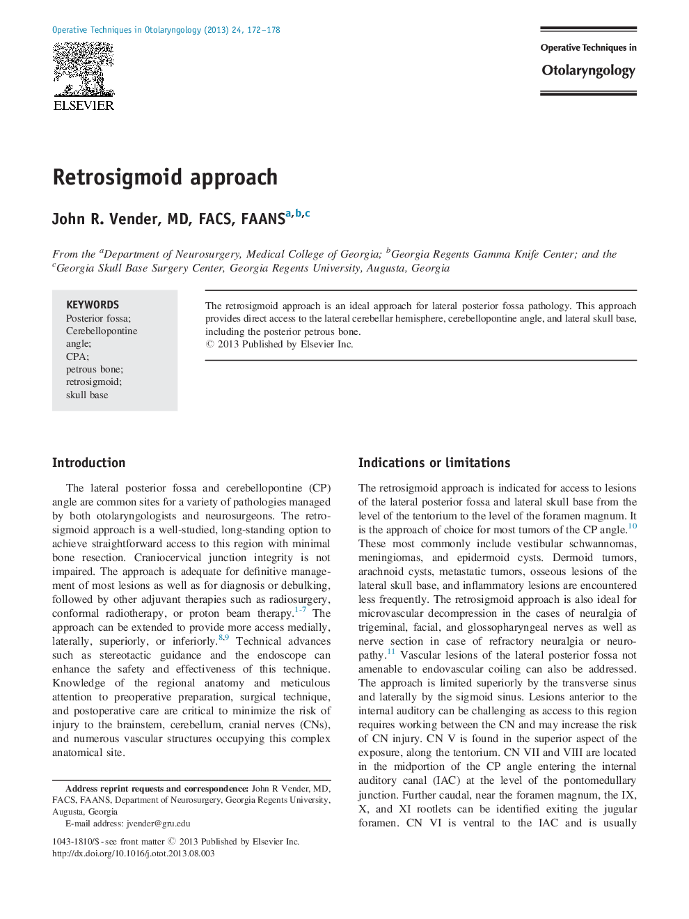 Retrosigmoid approach