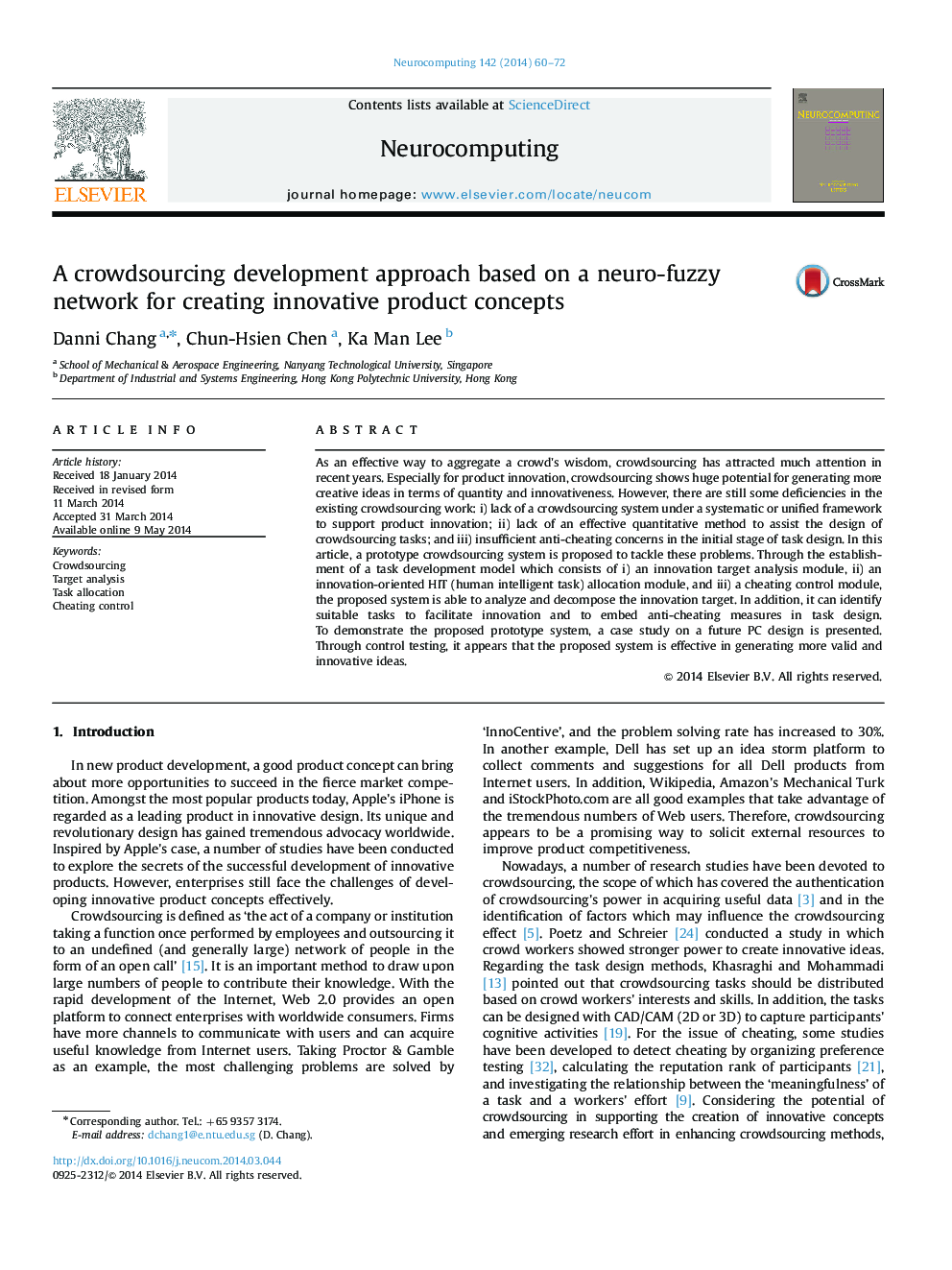 A crowdsourcing development approach based on a neuro-fuzzy network for creating innovative product concepts