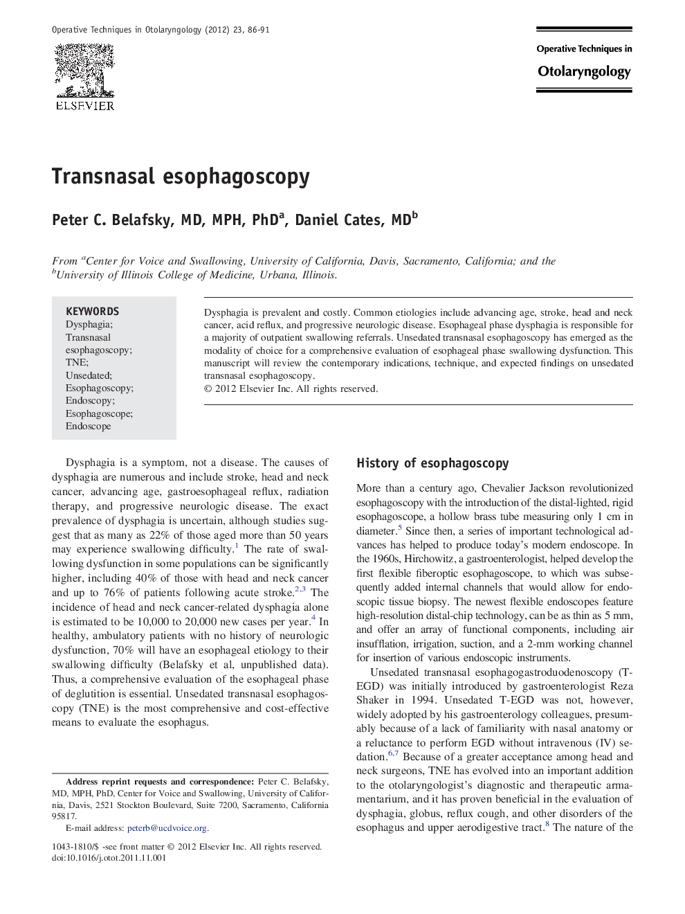 Transnasal esophagoscopy
