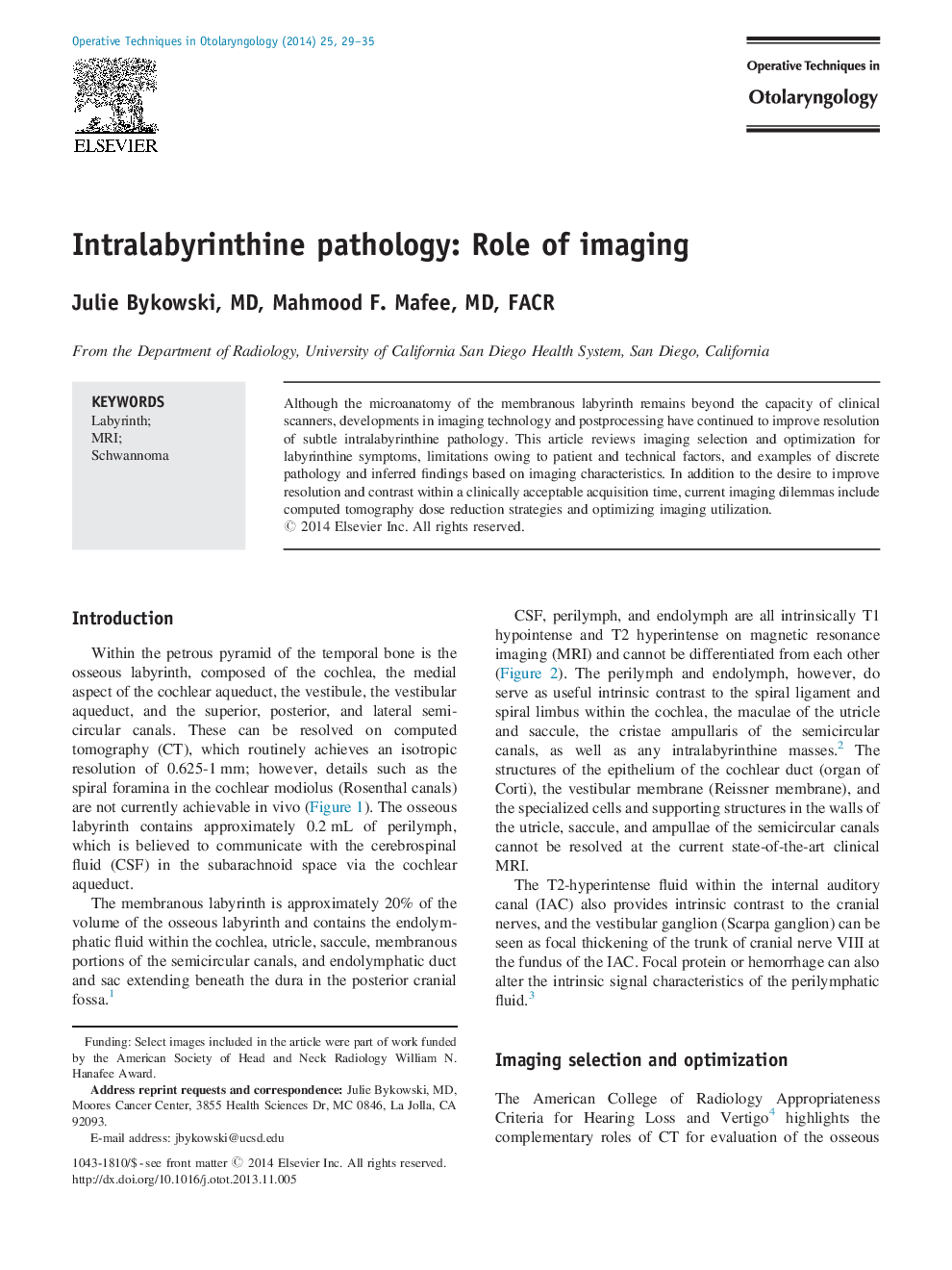 Intralabyrinthine pathology: Role of imaging 