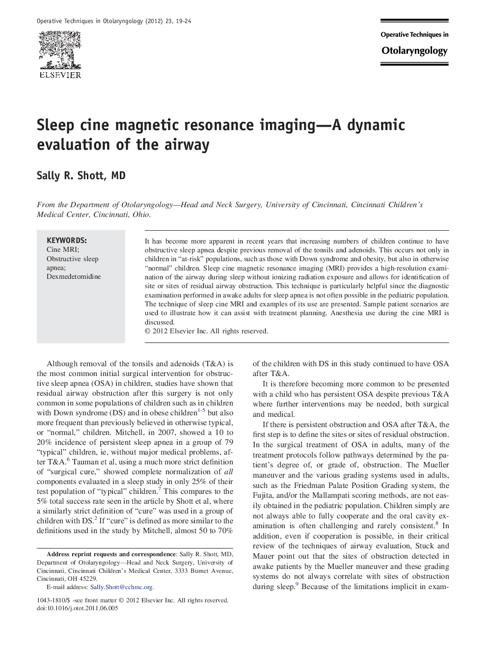 Sleep cine magnetic resonance imaging—A dynamic evaluation of the airway