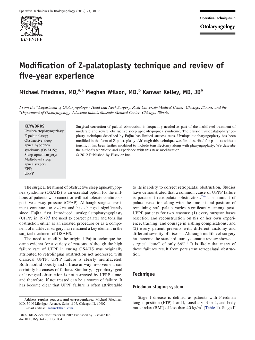 Modification of Z-palatoplasty technique and review of five-year experience