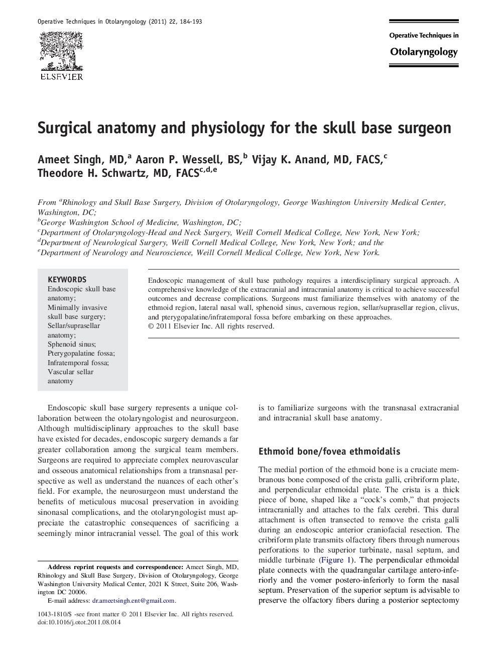 Surgical anatomy and physiology for the skull base surgeon