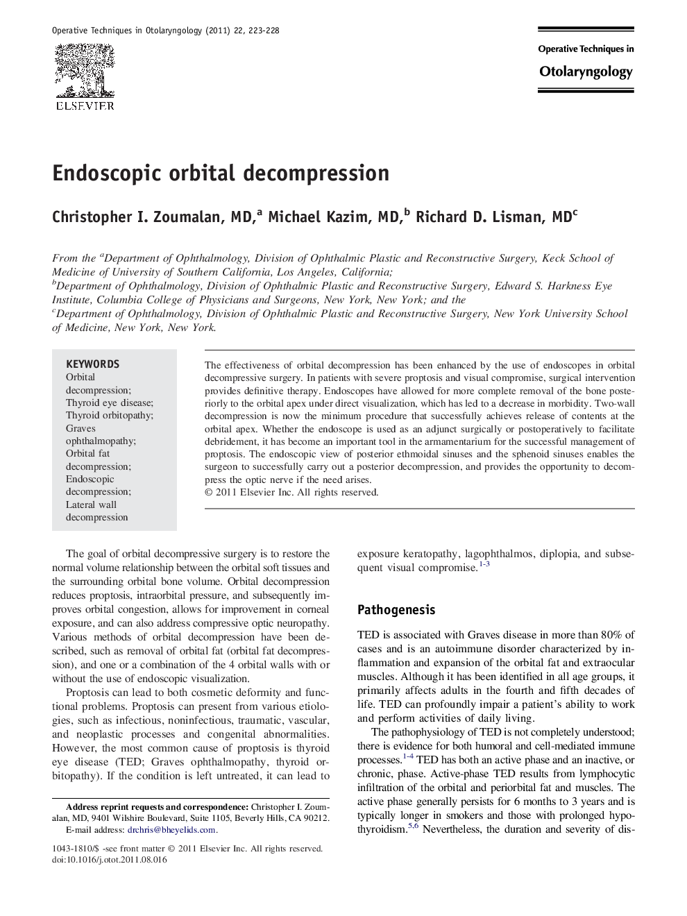 Endoscopic orbital decompression