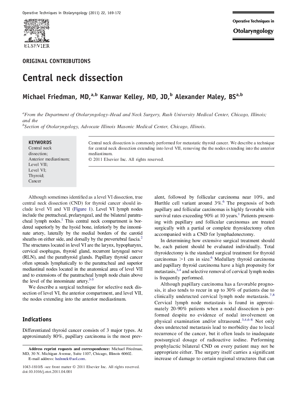 Central neck dissection