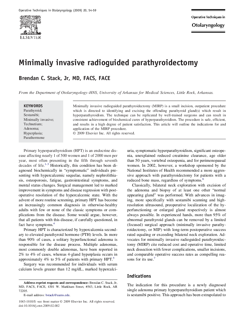 Minimally invasive radioguided parathyroidectomy