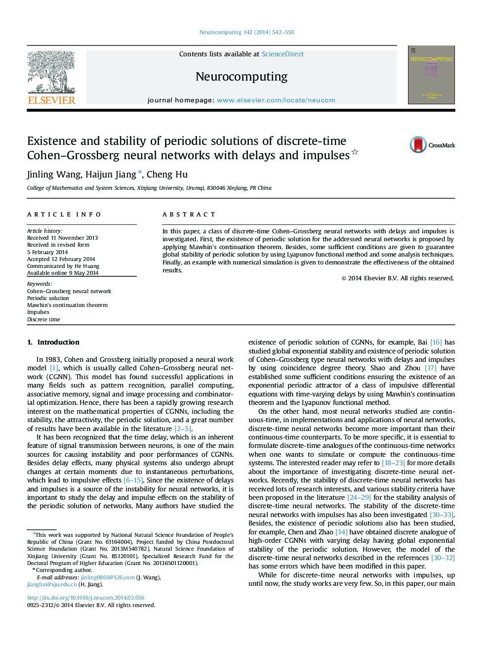 Existence and stability of periodic solutions of discrete-time Cohen–Grossberg neural networks with delays and impulses 