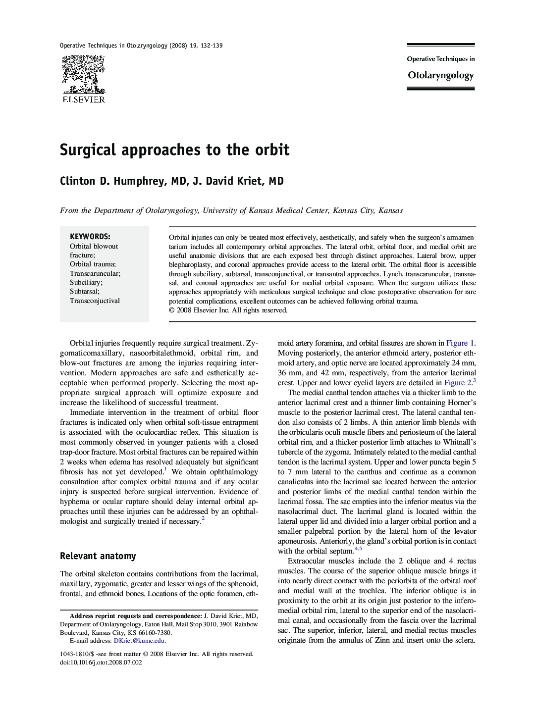 Surgical approaches to the orbit