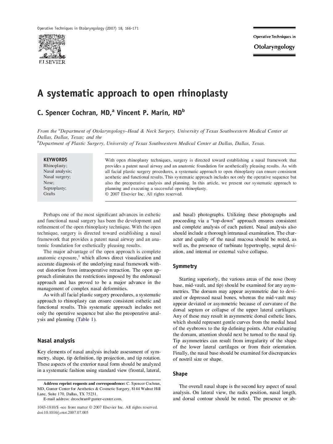 A systematic approach to open rhinoplasty