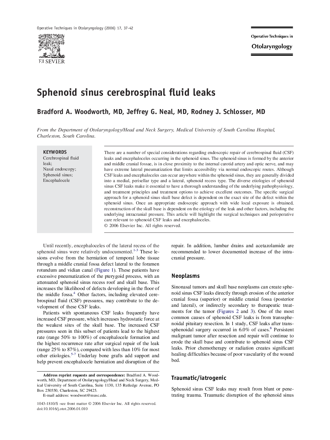 Sphenoid sinus cerebrospinal fluid leaks