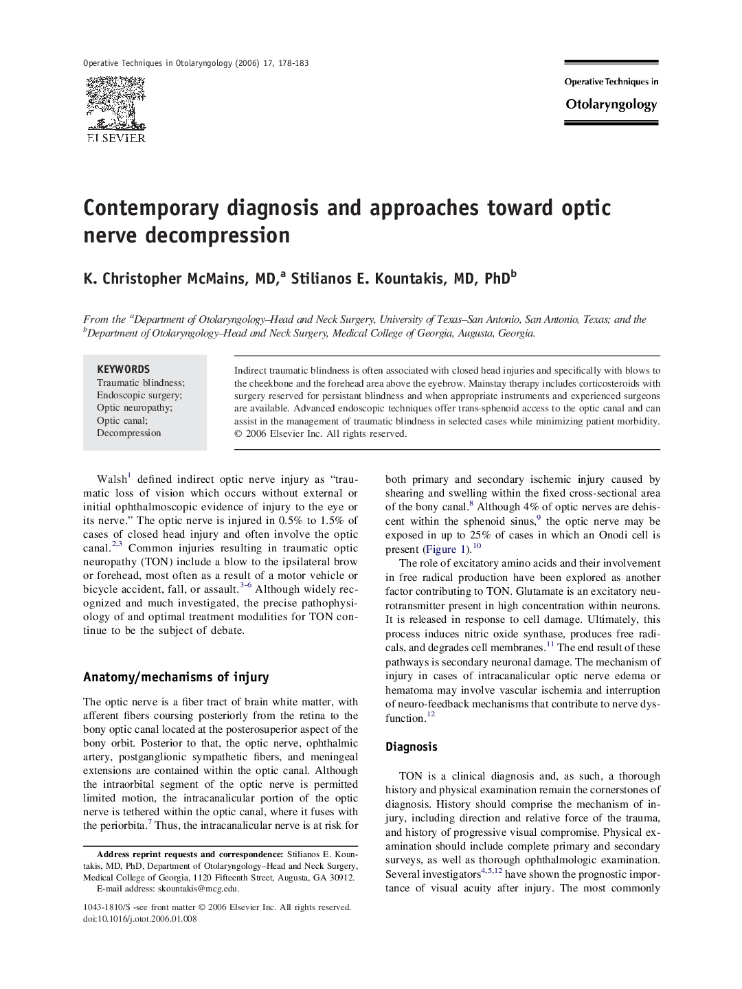 Contemporary diagnosis and approaches toward optic nerve decompression