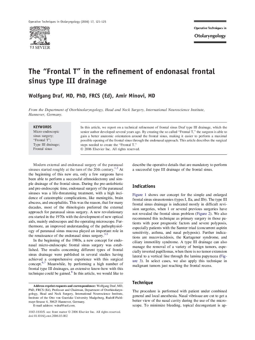 The “Frontal T” in the refinement of endonasal frontal sinus type III drainage