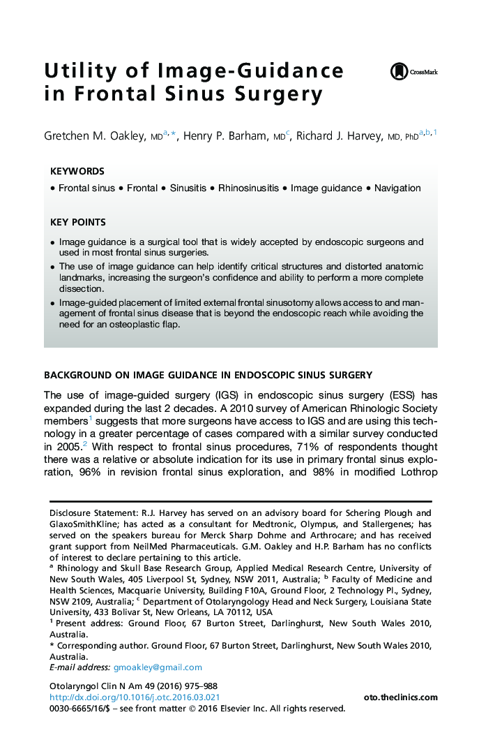 Utility of Image-Guidance in Frontal Sinus Surgery