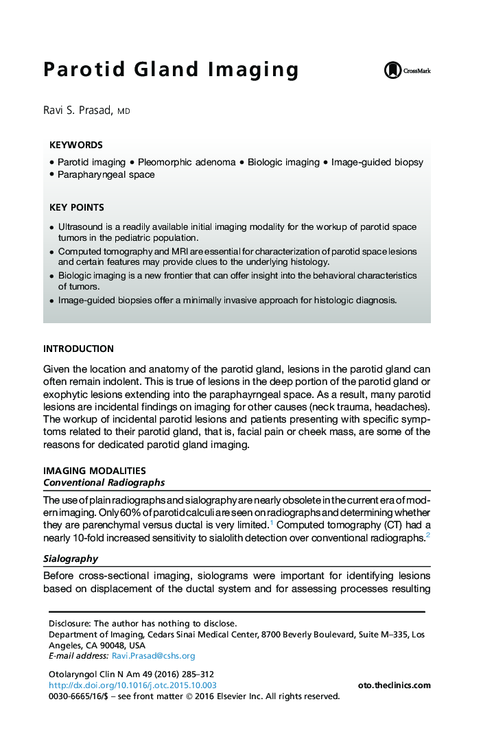 Parotid Gland Imaging