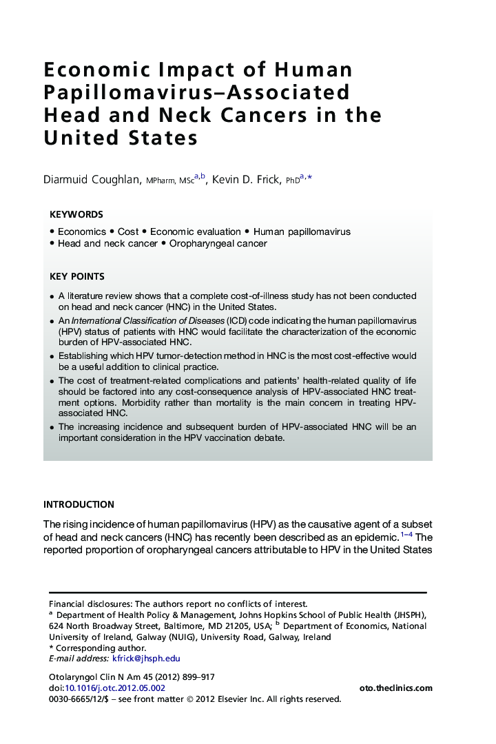 Economic Impact of Human Papillomavirus-Associated Head and Neck Cancers in the United States