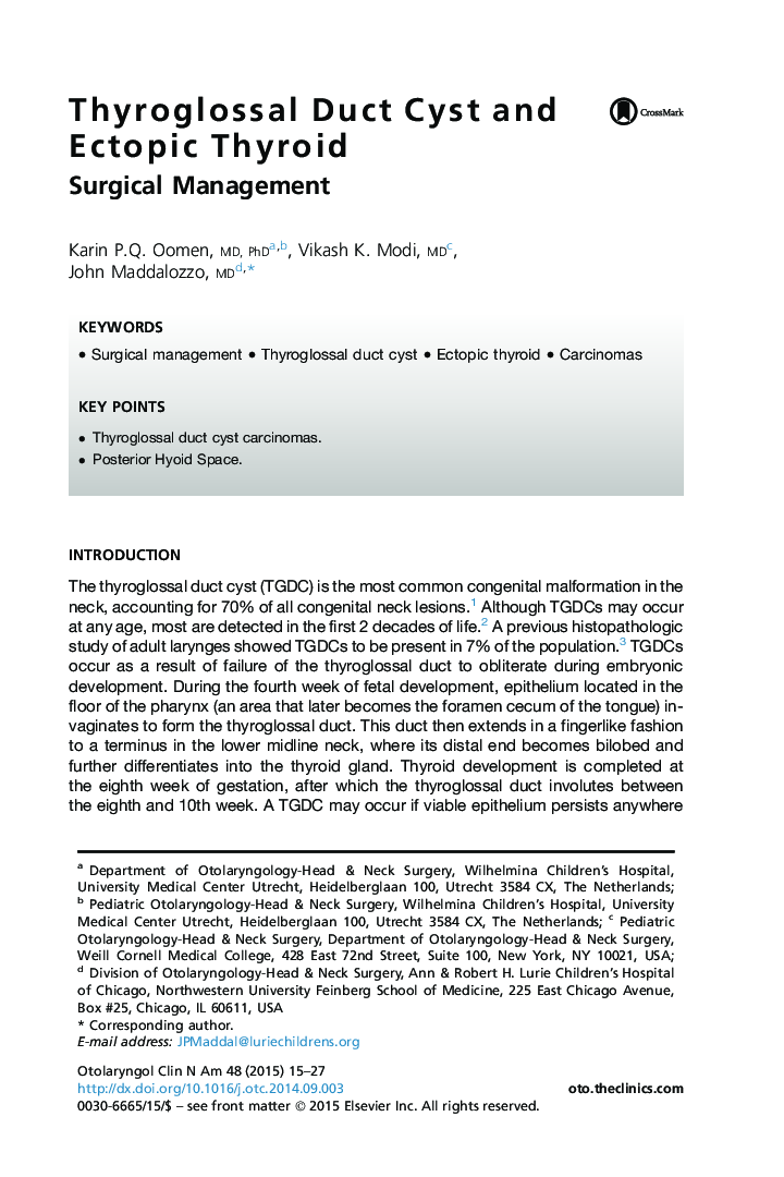 Thyroglossal Duct Cyst and Ectopic Thyroid