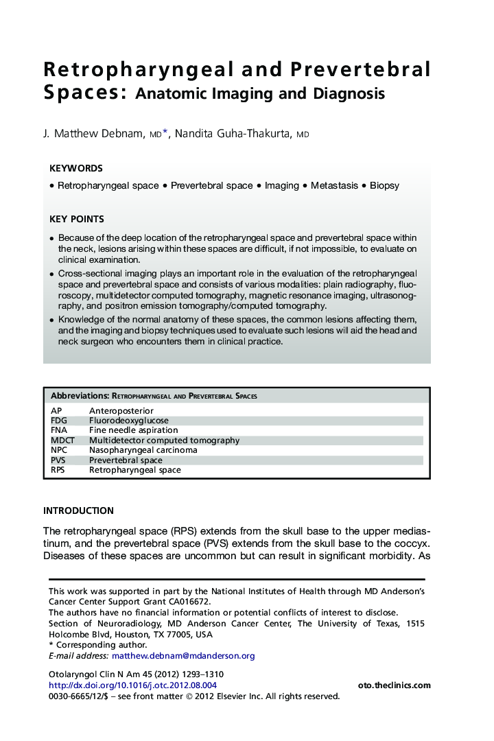 Retropharyngeal and Prevertebral Spaces