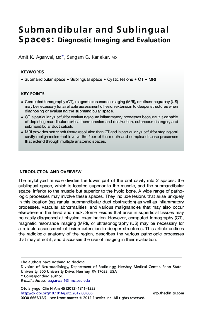 Submandibular and Sublingual Spaces