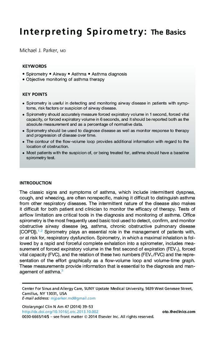 Interpreting Spirometry