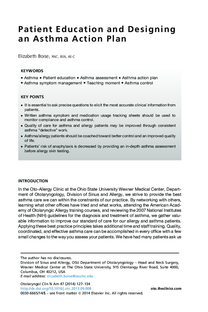 Patient Education and Designing an Asthma Action Plan