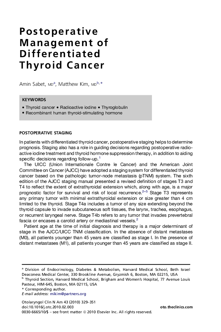 Postoperative Management of Differentiated Thyroid Cancer