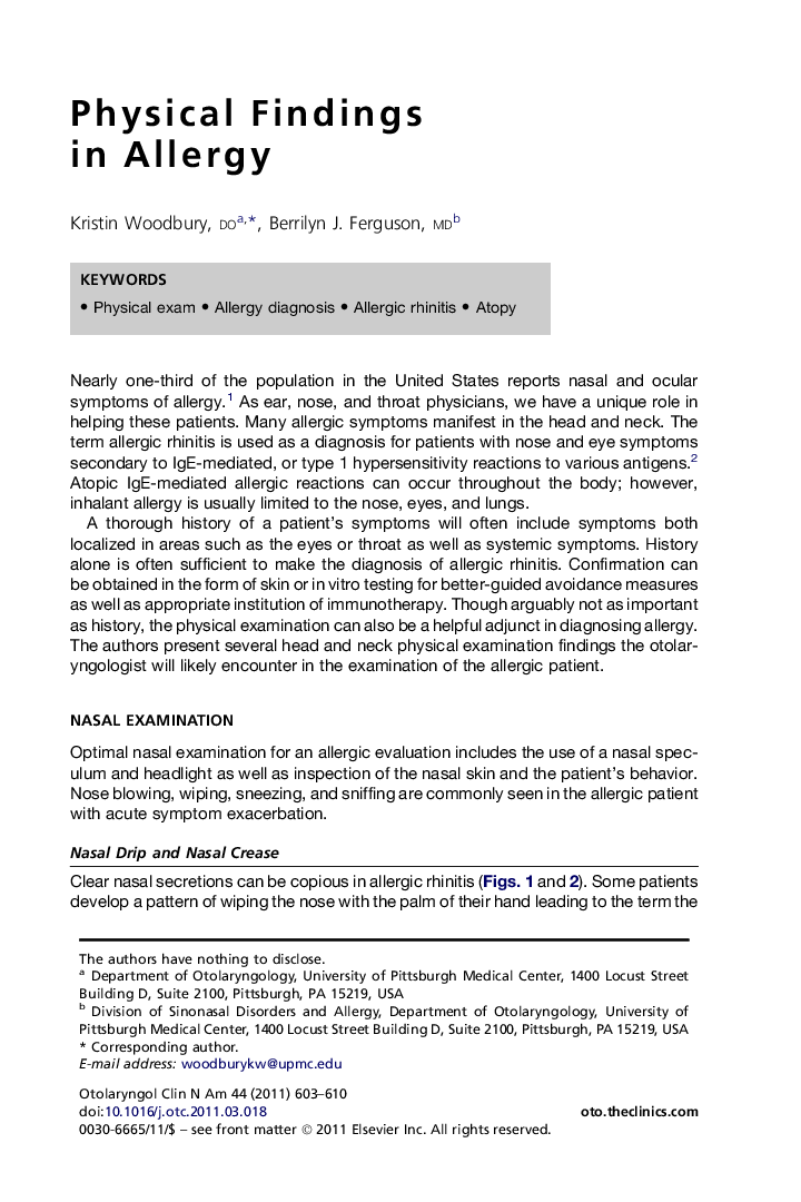 Physical Findings in Allergy