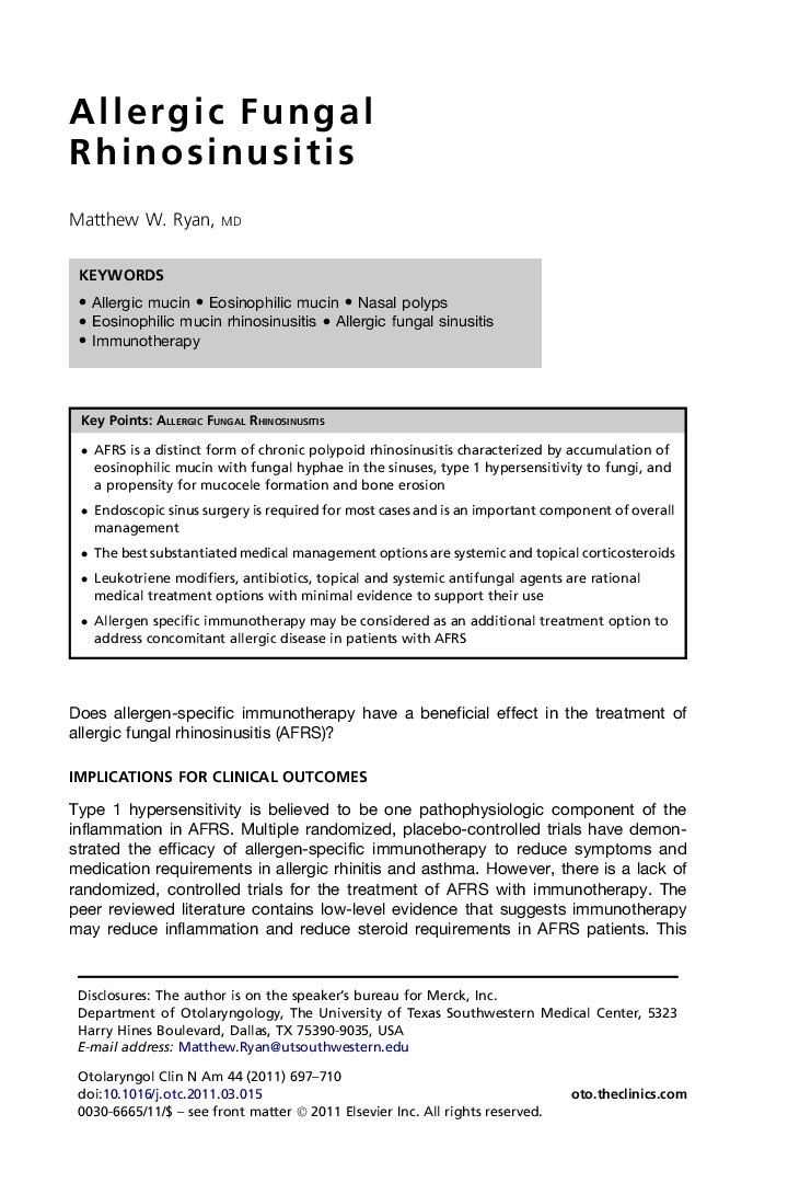 Allergic Fungal Rhinosinusitis