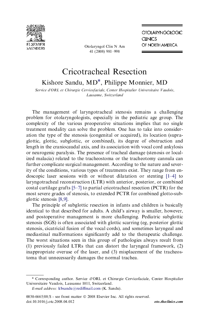 Cricotracheal Resection
